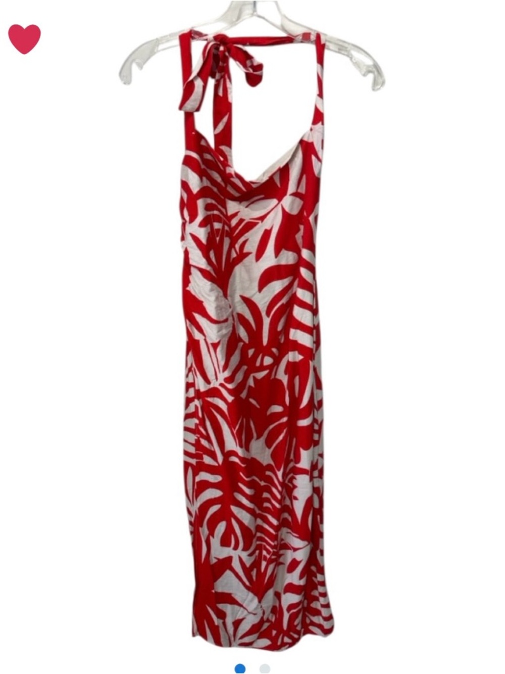SEVEN WONDERS NWOT Red and White Tropical Print Tie-Strap Maxi Dress